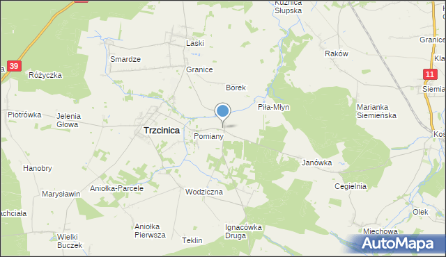 mapa Kuźnica Trzcińska, Kuźnica Trzcińska na mapie Targeo